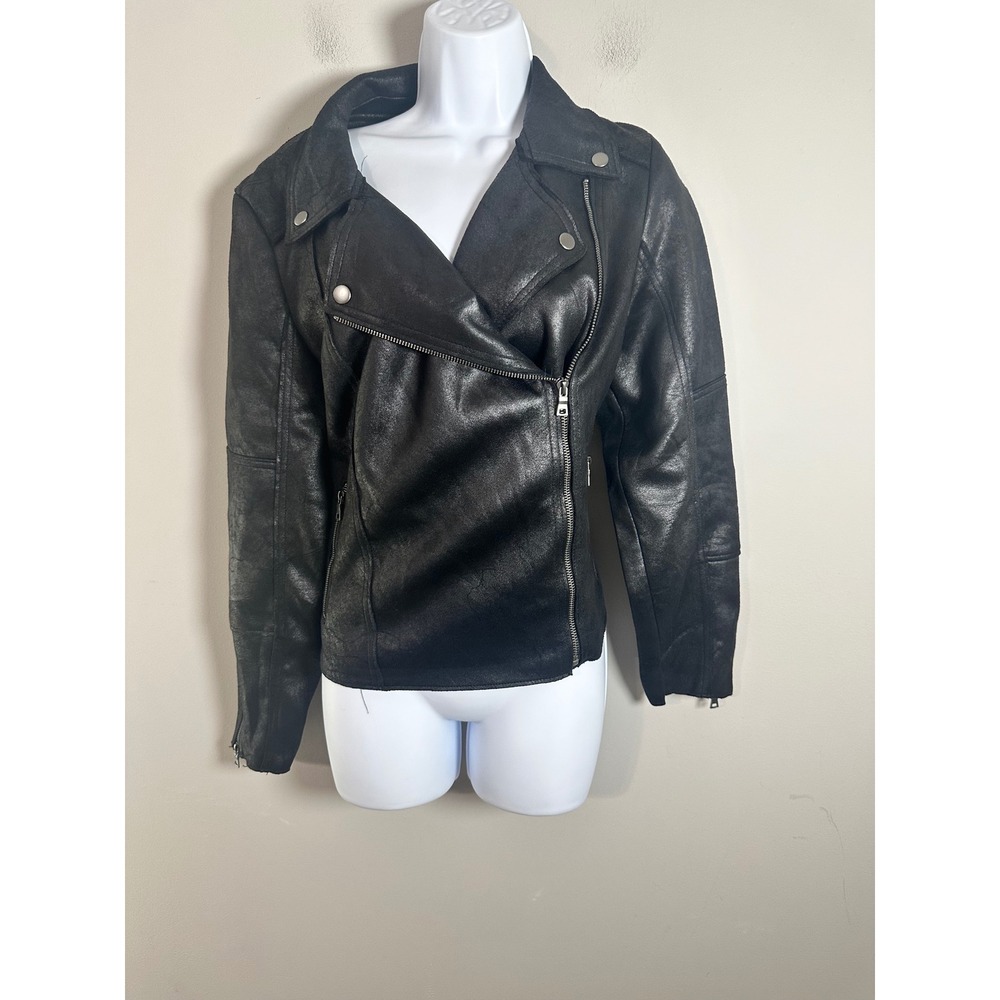 Philosophy Republic Clothing Black Faux Leather Asymmetrical Moto Jacket Large